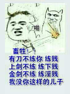 我没你这样的儿子耳光：畜牧，有刀不练你练贱，上剑不练你练下贱，金剑不练你练淫