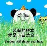 头上一坨屎躲草丛里：装逼的根本就是与自然合一 shut up,I will shit on head