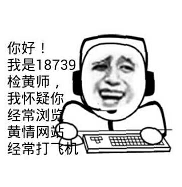 你好，这里是18739检黄师，我怀疑你经常浏览黄情网站，经常打飞