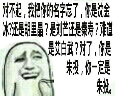 对不起，我把你的名字忘了，你是沈金冰还是胡里晶？是刘芒还是秦寿？难道是艾白武？对了你是朱投，你一定是