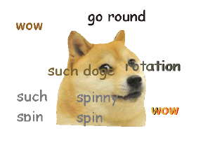 wow, go round, such doge, rotation, such spinny, sbin spin wow