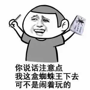 你说话注意点，我这盒蜘蛛王下去可不是闹着玩的