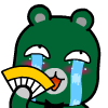 绿色小熊哭