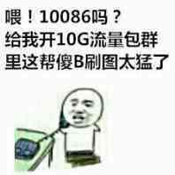 喂！10086吗？给我开个10G流量包群里这帮傻B刷图太猛了