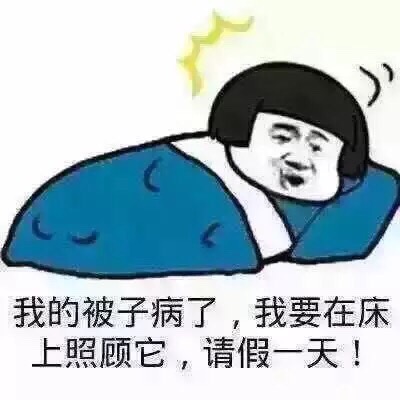 我的被子饼了，我要在床上照顾它，请假一天！