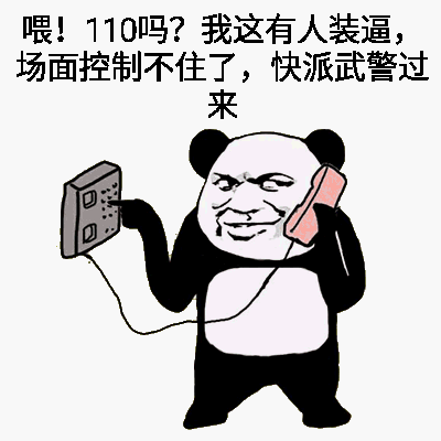 喂！110吗？我这有人装逼，场面控制不住了，快派武警过来！