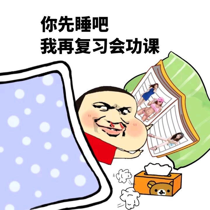 你先睡吧，我再复习会功课！（看黄书）