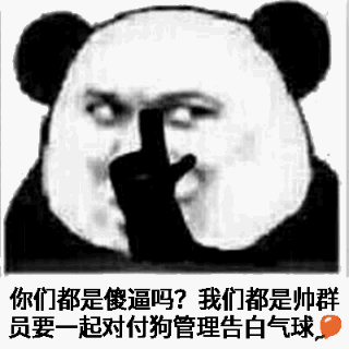 你们都是傻逼吗？我们都是帅群员要一起对付狗管理告白气球！（熊猫人推眼镜）