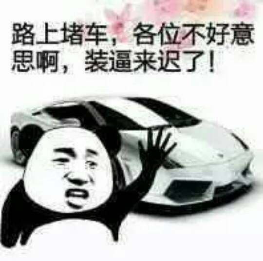 路上堵车，各位不好意思啊，装逼来迟了！（熊猫人开豪车-斗图啦）