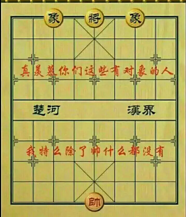 真羡慕你们这些有对象的人，我特么除了帅什么都没有！（象棋）