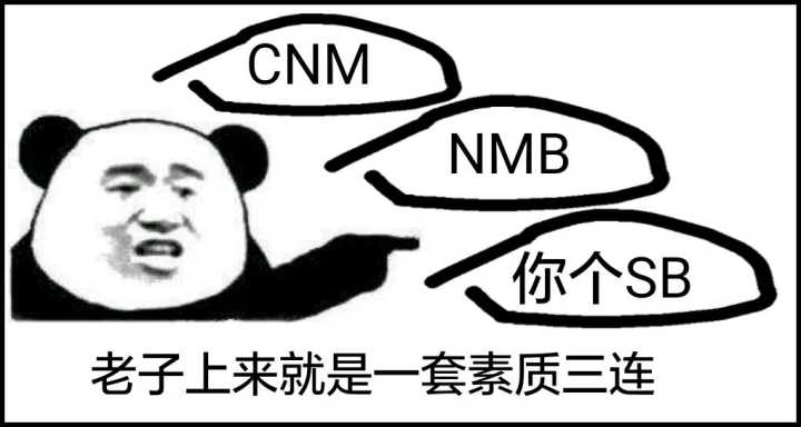 老子上来就是一套素质三连！（熊猫人、CNM、NMB、你个SB）