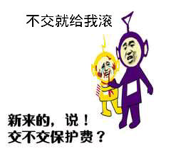 新来的，说！交不交保护费？不交就给我滚！