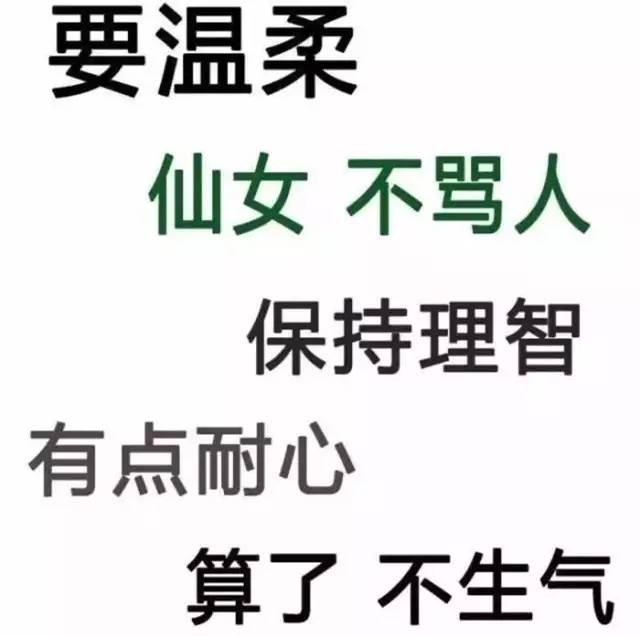 要温柔，仙女不骂人，保持理智，有点耐心，算了不生气