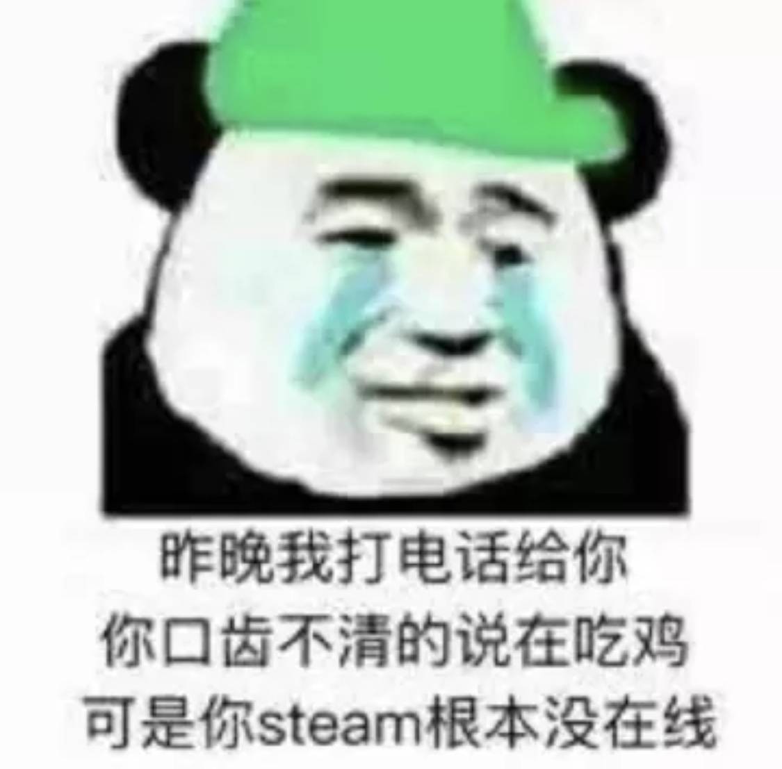 昨晚我打电话给你你，口齿不清的说在吃鸡，可是你 steam根本没在线