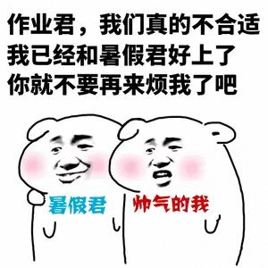 作业君,我们真的不合适，我已经和暑假君好上了，你就不要再来烦我了吧