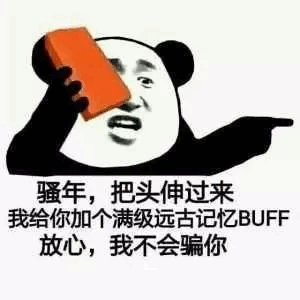 骚年,把头伸过来，我给你加个满级远古记忆BUFF放心,我不会骗你