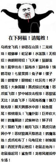 在下阿福！请赐教！（熊猫人武功）