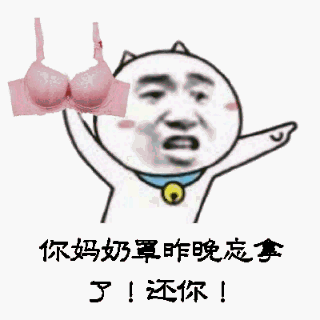 你妈奶罩昨晚忘拿了！还你！