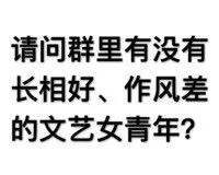 请问群里有没有长相好、作风差的文艺女青年？