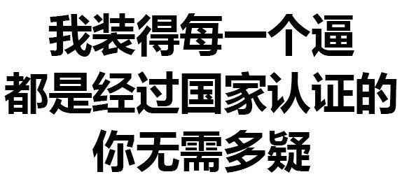我装得每一个逼，都是经过国家认证的，你无需多疑