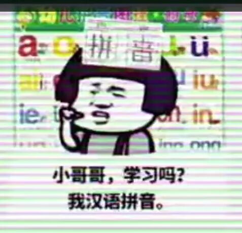 小哥哥，学习吗？我汉语拼音。