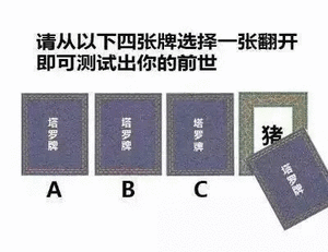 请从以下四张牌选择一张翻开，即可测试出你的前世！