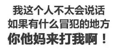 我这个人不太会说话，如果有什么冒犯的地方你他妈来打我啊！