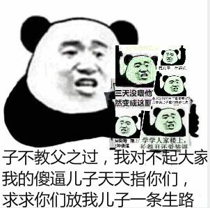 子不教父之过，我对不起大家，我的傻逼儿子天天指你们，求求你们放我儿子一条生路