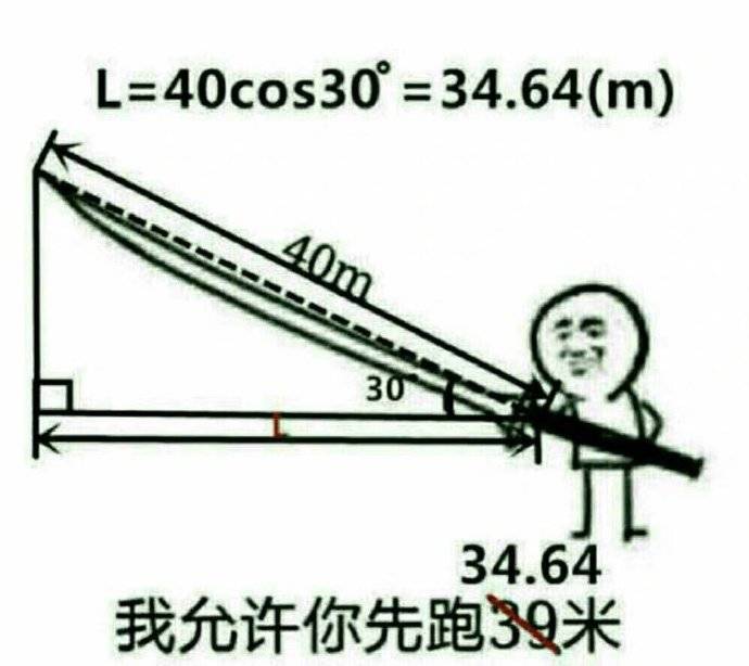 我允许你先跑34.64米