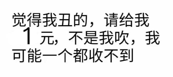 觉得我丑的，请给我1元，不是我吹，我可能一个都收不到