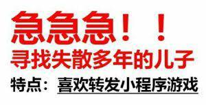 急急急！！寻找失散多年的儿子特点:喜欢转发小程序游戏