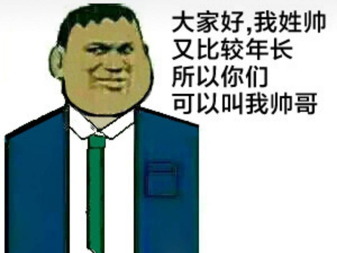 大家好，我姓帅又比较年长，所以你们可以叫我帅哥