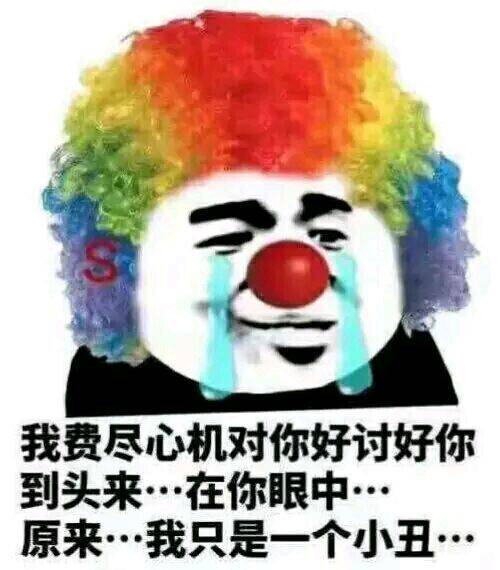 我费尽心机对你好讨好你到头来…在你眼中…原来…我只是一个小丑！